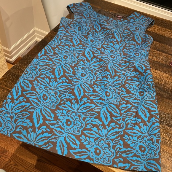 Turquoise and brown sheath dress - Picture 3 of 9